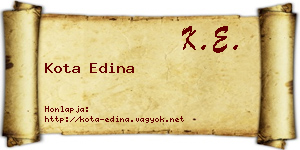 Kota Edina névjegykártya